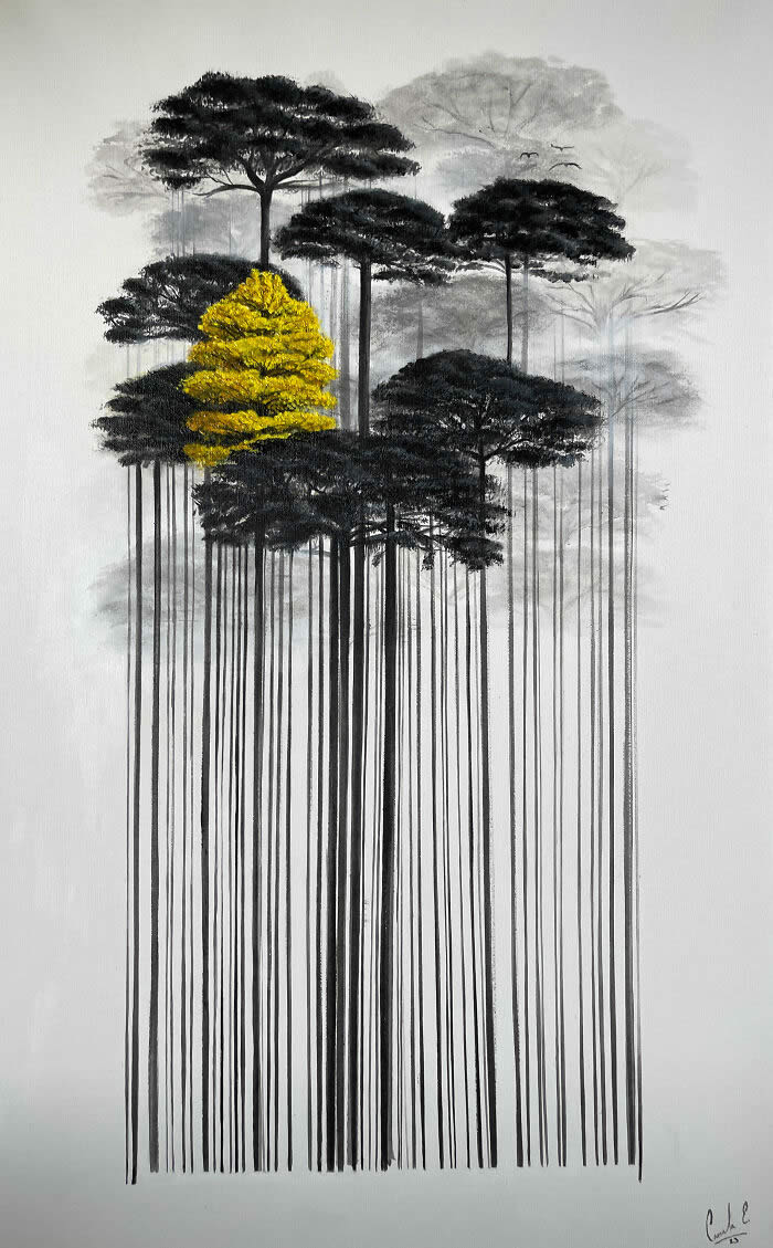 Barcodes to Trees Paintings by Camila Echavarria