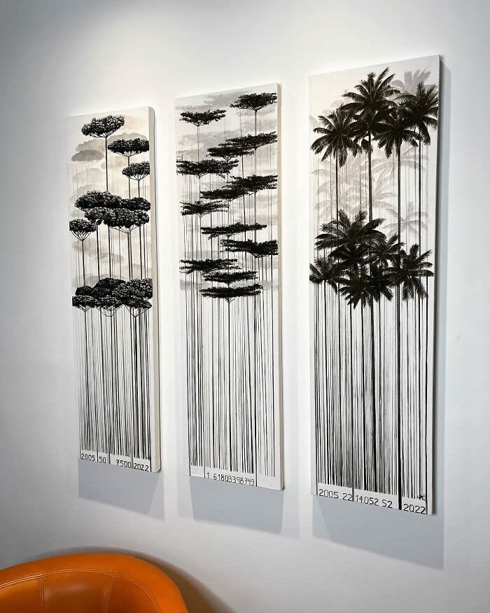 Barcodes to Trees Paintings by Camila Echavarria