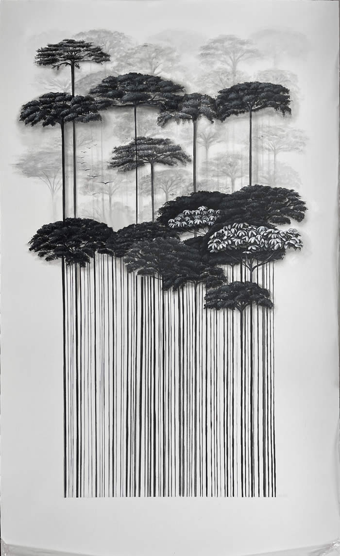 Barcodes to Trees Paintings by Camila Echavarria