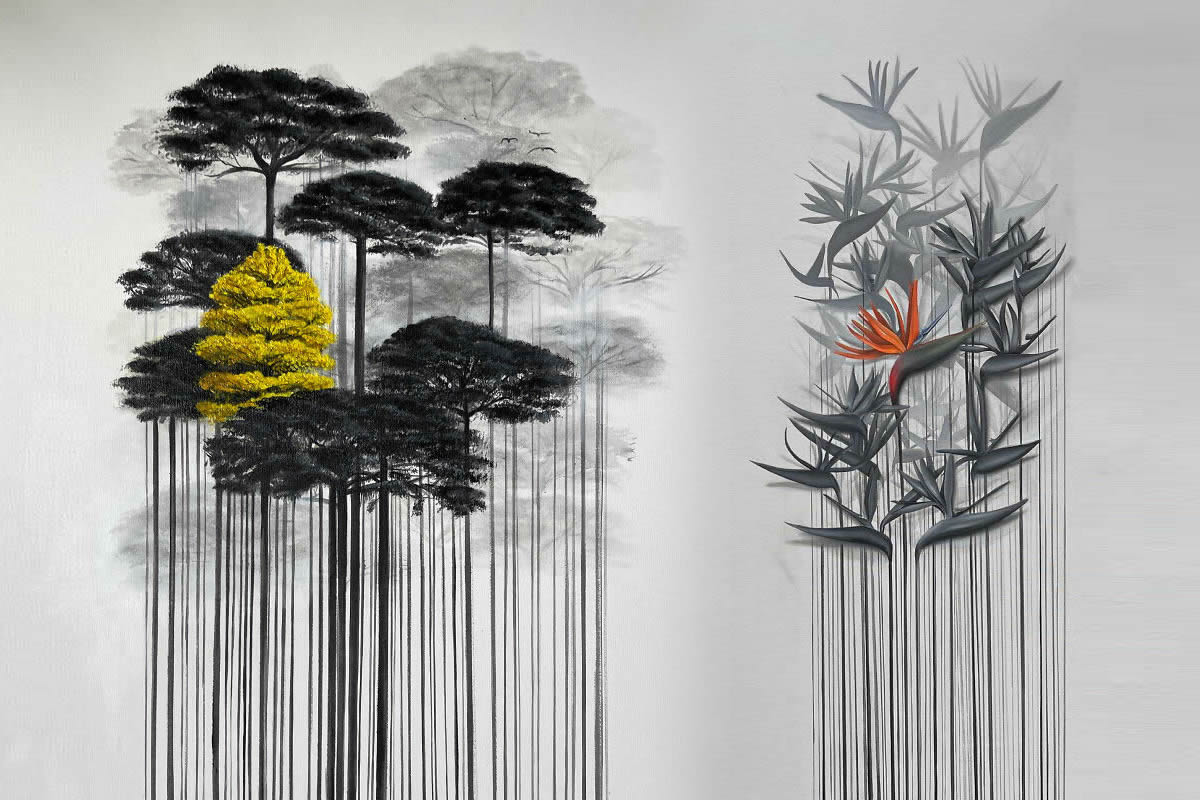 Barcodes to Trees Paintings by Camila Echavarria